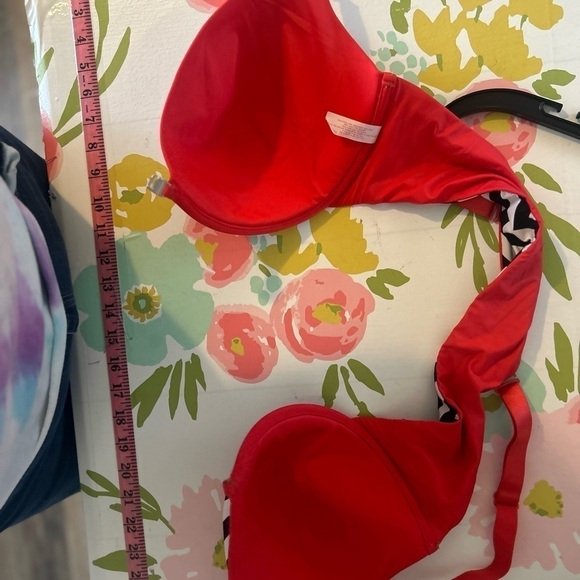 Cacique 44D open front chevron black white and orange bra wired - Picture 3 of 5